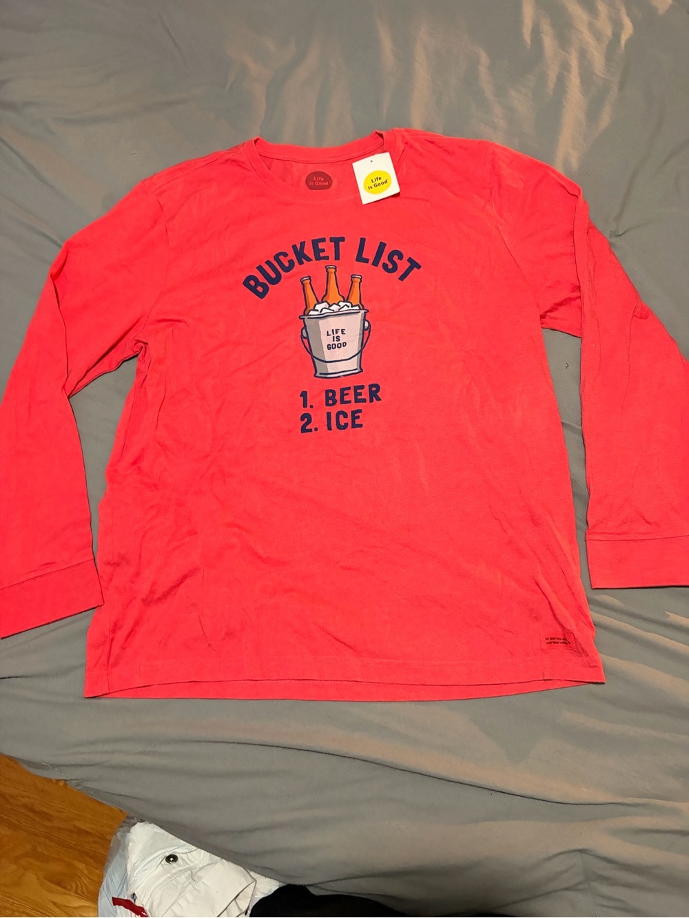 Life Is Good Graphic 'Bucket List' Tee with Navy Print NWT